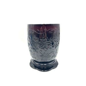 Vintage Large Vase Princess House Ruby Red Fantasia Glass Pillar Candle Holder